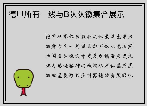 德甲所有一线与B队队徽集合展示